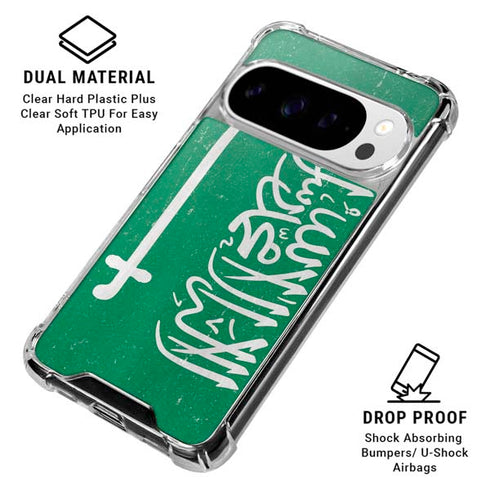 Saudi Arabia Flag Distressed Google Pixel 10 Pro XL Clear Case